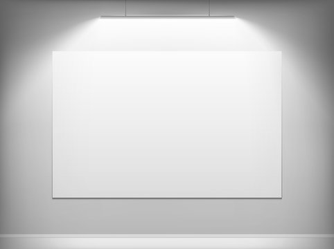 White canvas hanging on the wall.