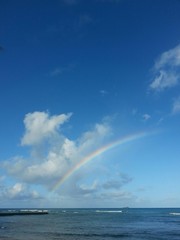 虹とワイキキビーチ