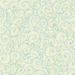 Seamless pattern with sea green spiral waves