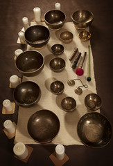 Set of Tibetan singing bowls