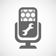 Isolated microphone icon with a wrench