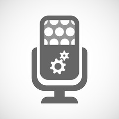 Isolated microphone icon with two gears