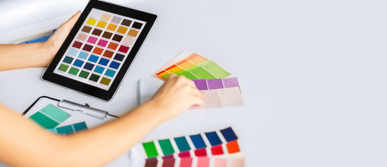 woman working with color samples for selection