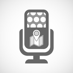 Isolated microphone icon with a map