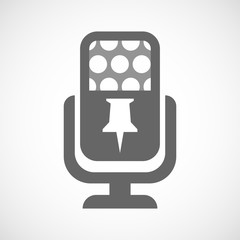 Isolated microphone icon with a push pin