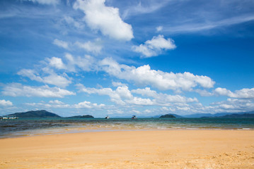blue sky, clouds and beach background