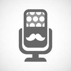 Isolated microphone icon with a moustache