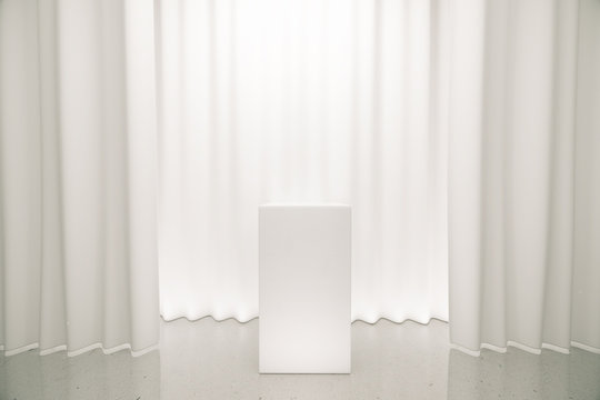 White tribune on stage with white scenes