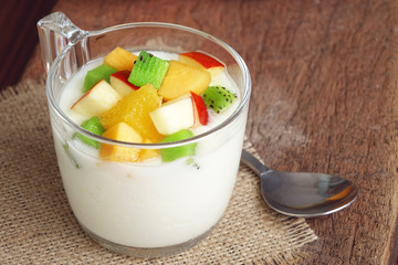 Yogurt with fresh tropical fruit