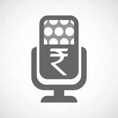 Isolated microphone icon with a rupee sign