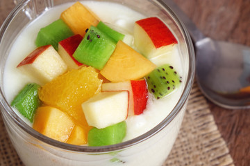 Yogurt with fresh tropical fruit