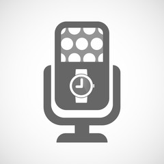 Isolated microphone icon with a wrist watch