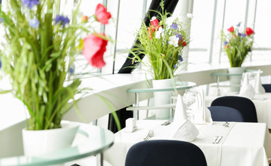 decorated tables at restaurant