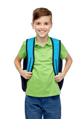 happy student boy with school bag