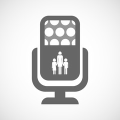 Isolated microphone icon with a female single parent family pict