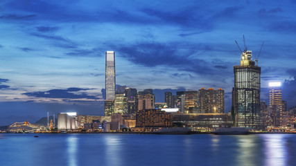 Fototapeta na wymiar Victoria Harbor of Hong Kong at dusk