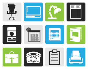 Black Simple Business, office and firm icons - vector icon set