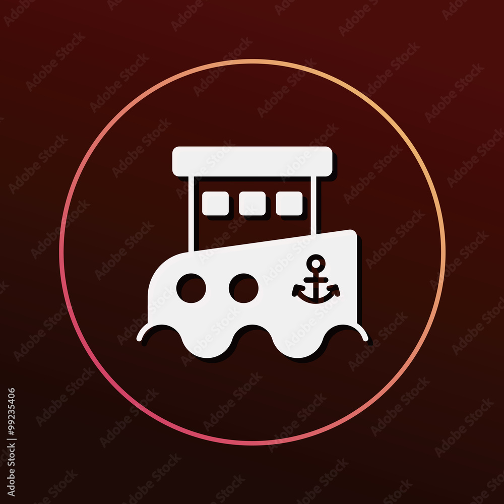 Sticker fishing boat icon