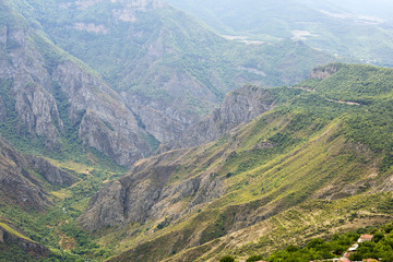 Mountain landscape. The landscape in Armenia (Tatev). The canyon next to the cable car 