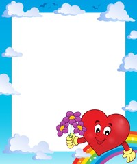Frame with stylized heart theme 1