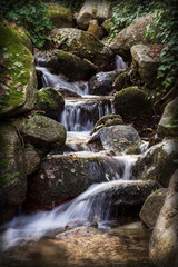 The water from the source flows smoothly over the rocks. Monchique, Portugal.