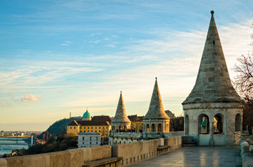 Budapest panorama from Fisherman's Bastion at sunset