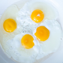 Eggs on a frying pan