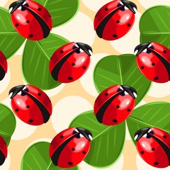 Ladybug and clover seamless