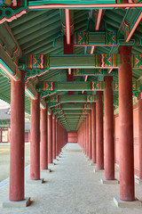 wooden pillars in a row
