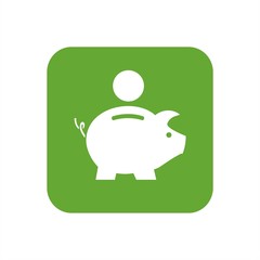 Icono hucha de cerdito sobre un fondo verde. Ilustración vectorial