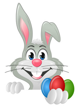 White easter bunny  with eggs banner top