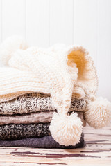 Collection of woolen clothes