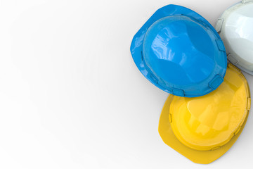 safety helmets on white background