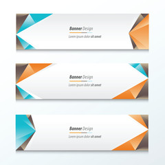 Fototapeta premium Abstract Triangle Banner Orange, blue, brown