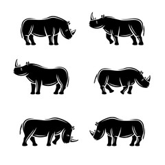 Rhinoceros set. Vector