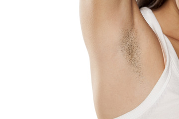 female unshaved armpit