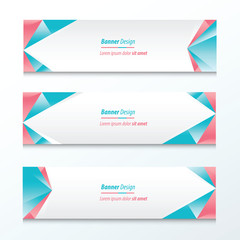 Fototapeta premium Abstract Triangle Banner Pink And Blue