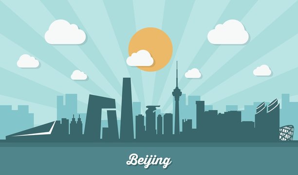 Beijing skyline - flat design 