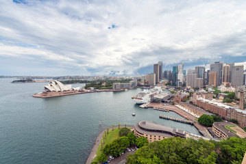 Fototapeta na wymiar SYDNEY - NOVEMBER 7, 2015: Panoramic city view. Sydney attracts