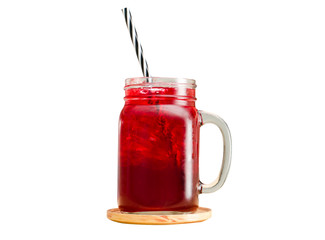 Ice red drink isolated on white background