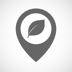 Isolated map marker with a leaf