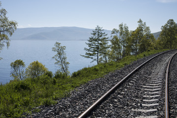 Obraz premium Railway lake Baikal