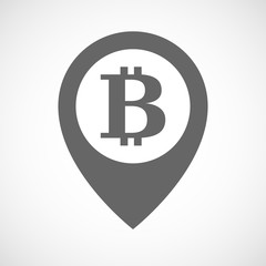 Isolated map marker with a bit coin sign