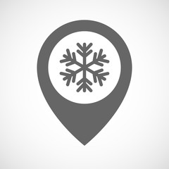 Isolated map marker with a snow flake