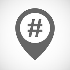 Isolated map marker with a hash tag