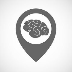 Isolated map marker with a brain