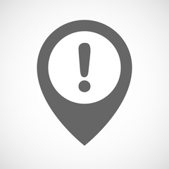 Isolated map marker with an exclamarion sign