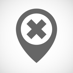 Isolated map marker with an x sign