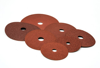 Sets of sand papers on white background
