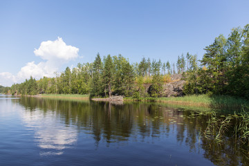 Fototapeta na wymiar landscape in the forest lake